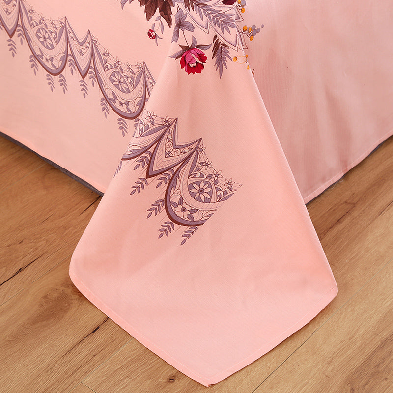 Sheet Sets Cotton Floral Printed Breathable Super Soft Wrinkle Resistant Bed Sheet Set
