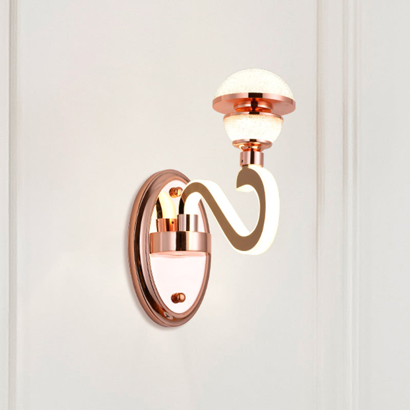 Metal Urn Wall Sconce Lighting Contemporary LED Wall Lamp Fixture in Rose Gold with Twisted Arm
