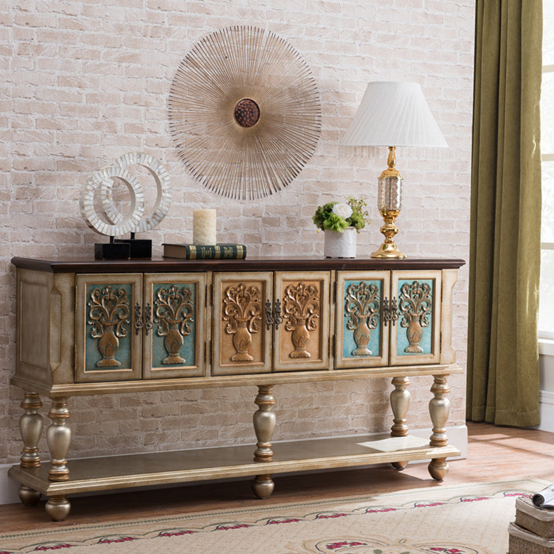 36.6" Tall Wood 3- Door Accent Cabinet, Industrial Cabinet, Distressed Wood