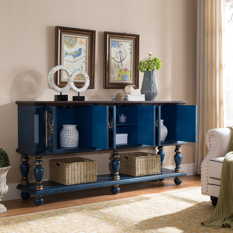 36.6" Tall Wood 3- Door Accent Cabinet, Industrial Cabinet, Distressed Wood