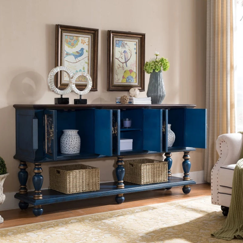 36.6" Tall Wood 3- Door Accent Cabinet, Industrial Cabinet, Distressed Wood