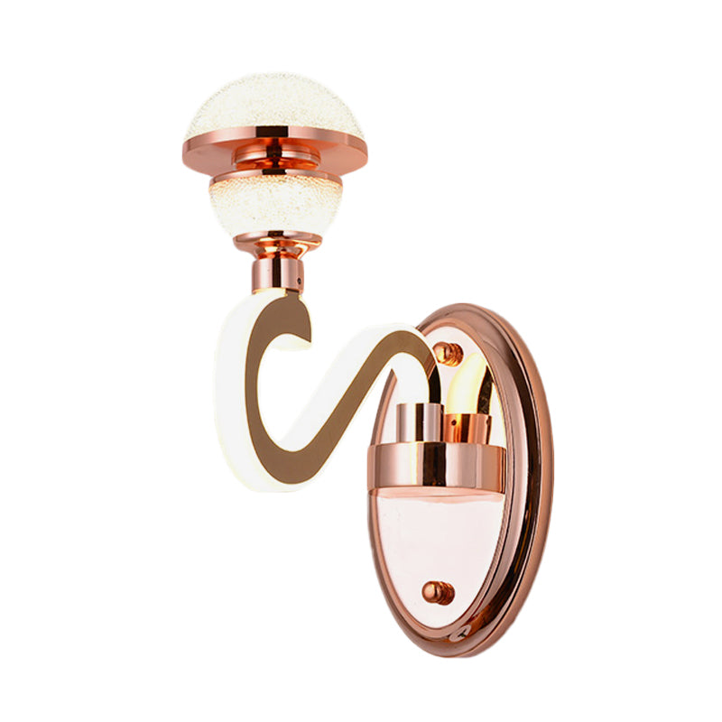 Metal Urn Wall Sconce Lighting Contemporary LED Wall Lamp Fixture in Rose Gold with Twisted Arm