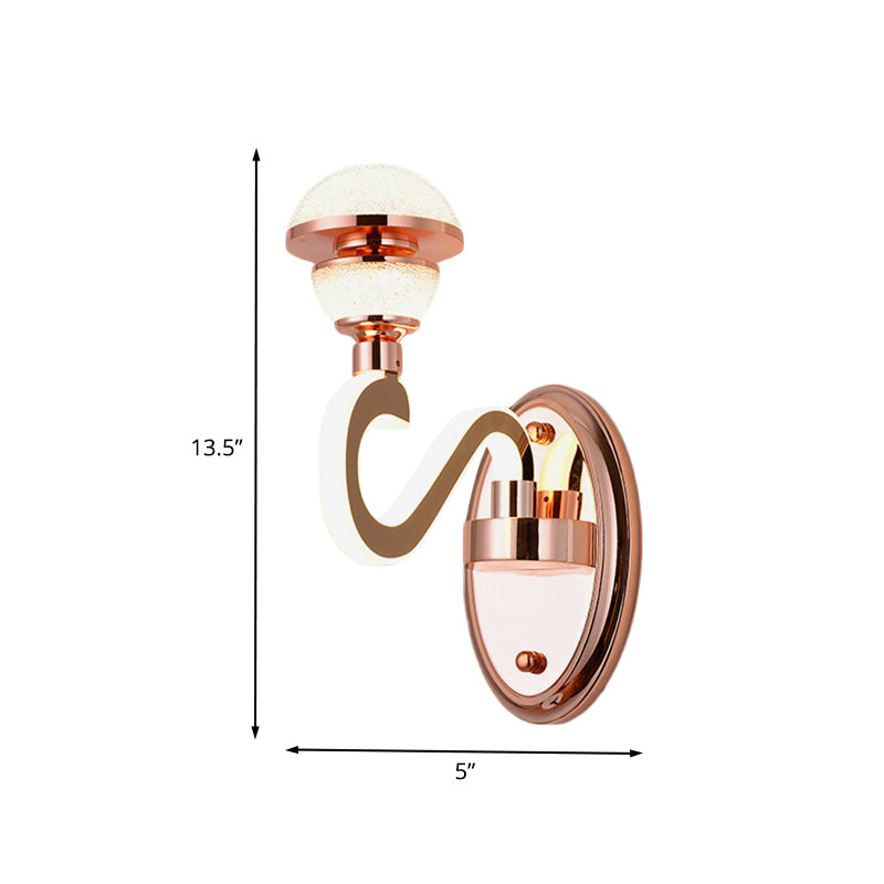 Metal Urn Wall Sconce Lighting Contemporary LED Wall Lamp Fixture in Rose Gold with Twisted Arm