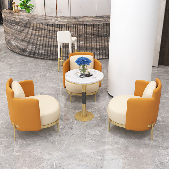 Glam Round Dinette Set with Padded Chairs 1/2/3/5 Pcs White Stone Dining Set for Home