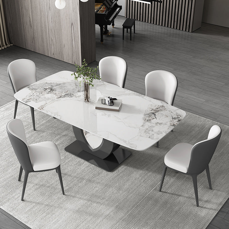 Contemporary 1/4/5/6/7 Pieces Dining Room Table Rectangle Stone Furniture in White