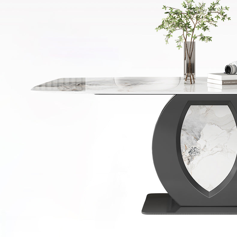 Contemporary 1/4/5/6/7 Pieces Dining Room Table Rectangle Stone Furniture in White