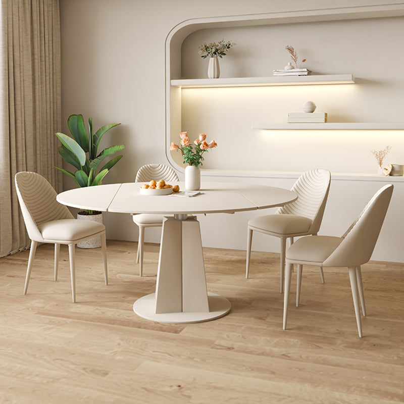 Contemporary 1/2/4/5/7 Pieces Furniture Round Stone Dining Set in White