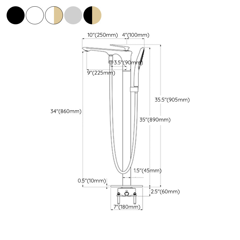 Traditional Floor Mounted Metal Freestanding Tub Filler Swivel Tub Filler Trim