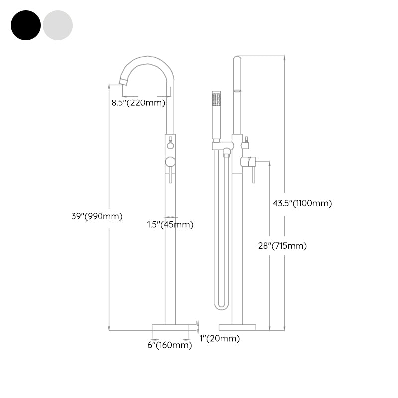 Traditional Floor Mounted Metal Freestanding Tub Filler Swivel Tub Filler Trim