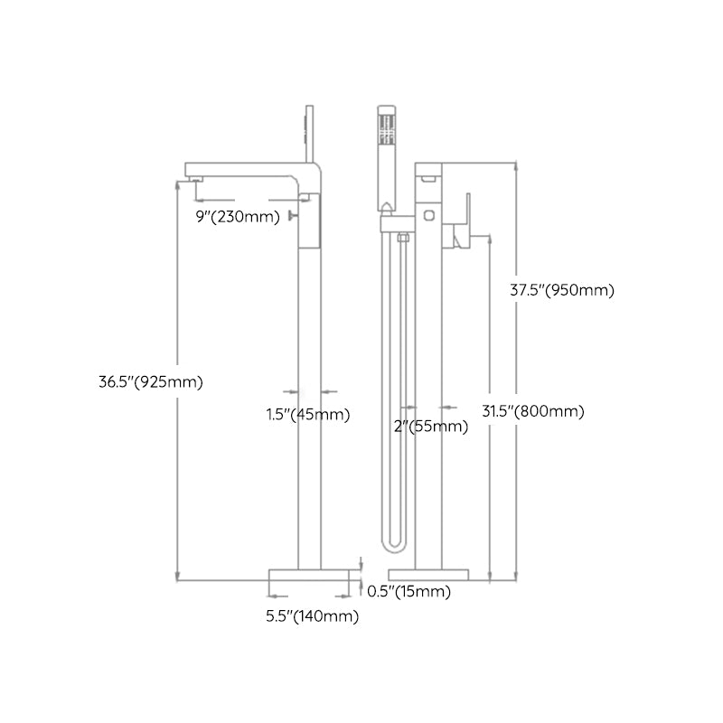 Traditional Floor Mounted Metal Freestanding Tub Filler Swivel Tub Filler Trim