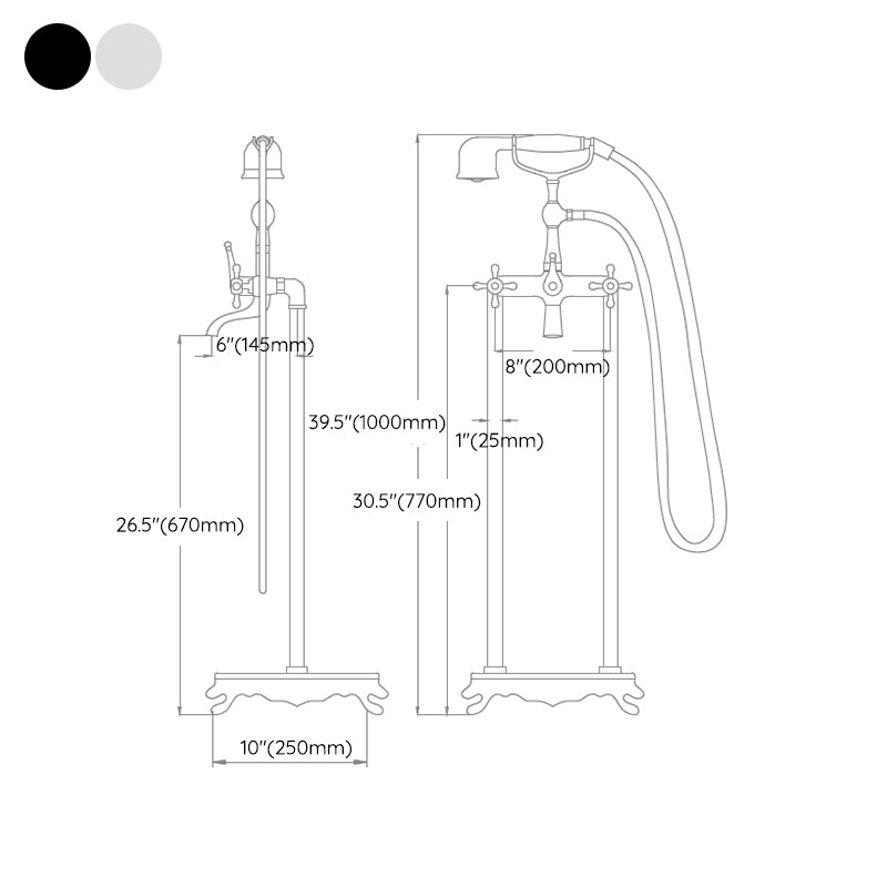 Traditional Floor Mounted Metal Freestanding Tub Filler Swivel Tub Filler Trim