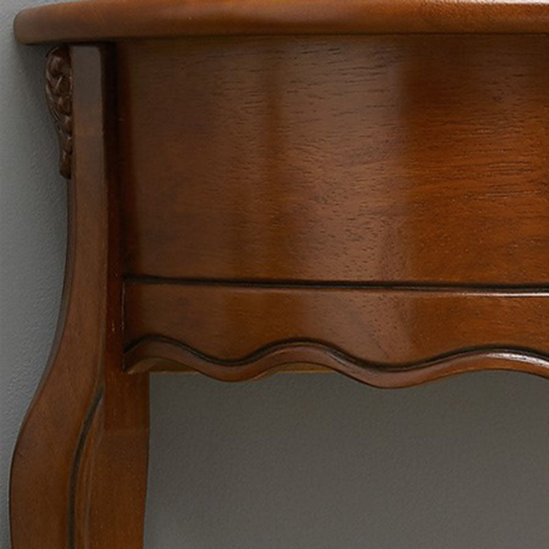 Mid Century Modern Accent Table Half Moon Wood Console Table in Brown