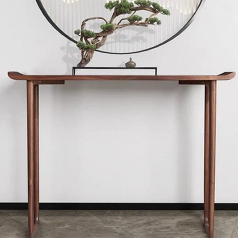 Solid Wood Rectangle Console Table Sled Base 34.65" Tall End Table