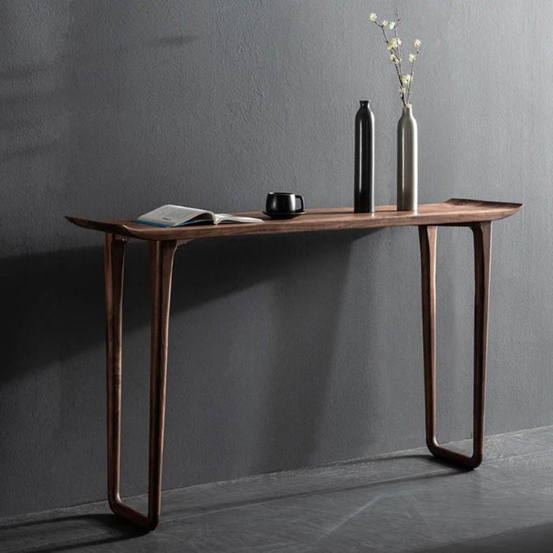 Solid Wood Rectangle Console Table Sled Base 34.65" Tall End Table