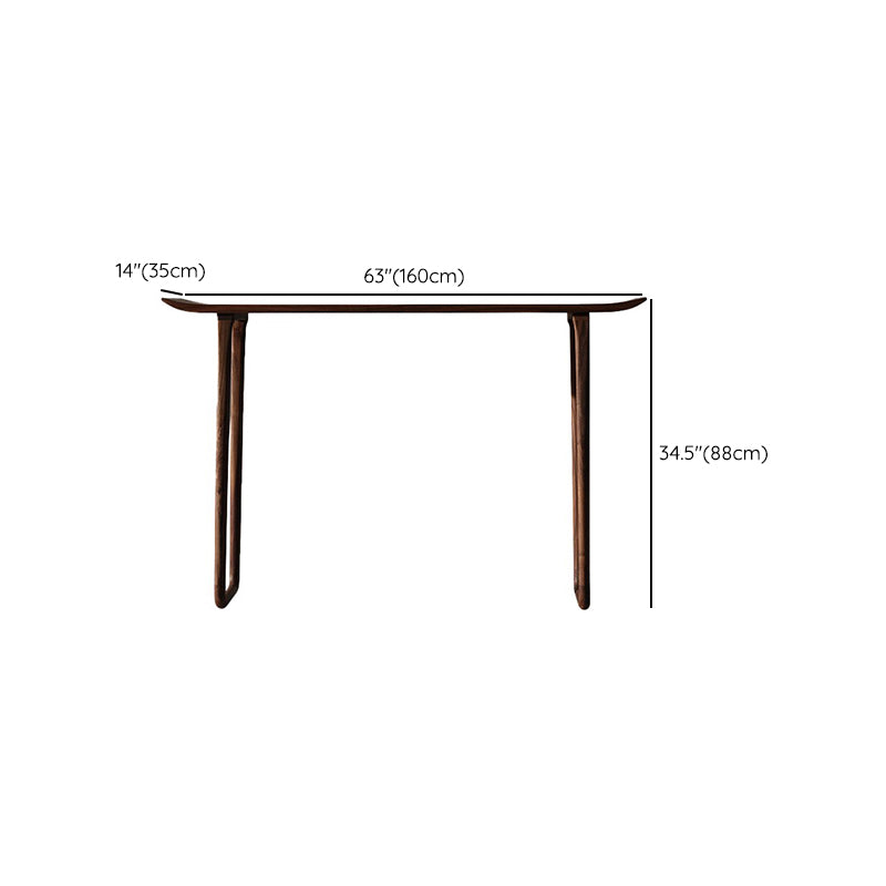 Solid Wood Rectangle Console Table Sled Base 34.65" Tall End Table
