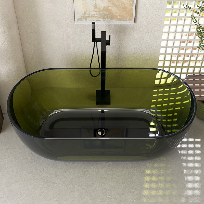 Oval Soaking Bathtub Freestanding Antique Finish Modern Bath Tub