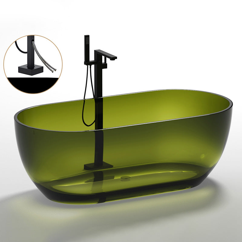 Oval Soaking Bathtub Freestanding Antique Finish Modern Bath Tub
