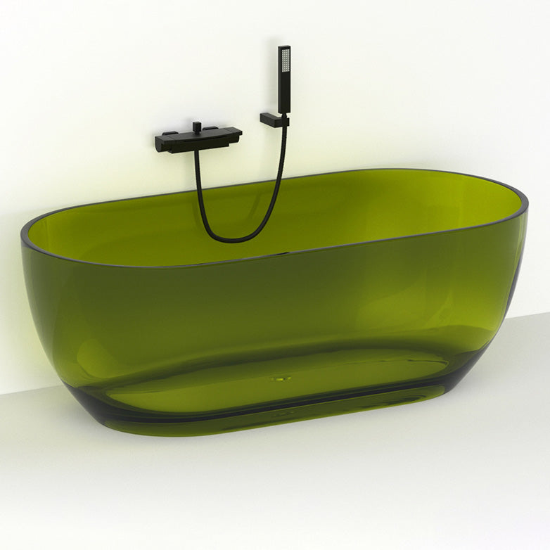 Oval Soaking Bathtub Freestanding Antique Finish Modern Bath Tub