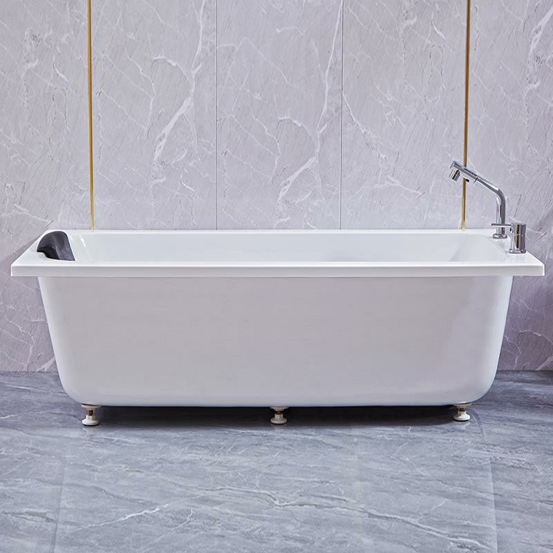 Modern Rectangular Freestanding Bath Acrylic Soaking Pop-up Drain Bathtub
