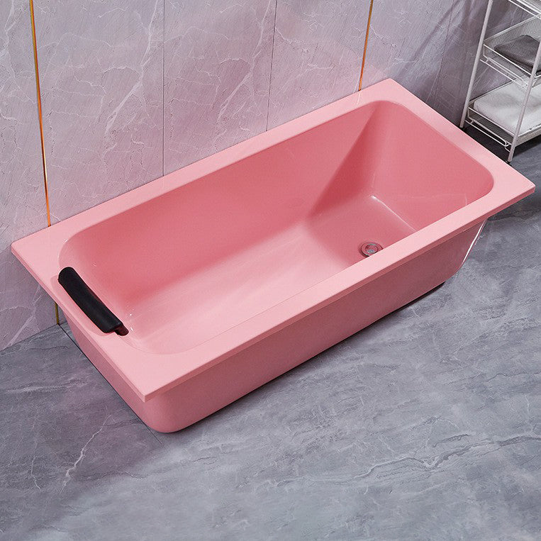 Modern Rectangular Freestanding Bath Acrylic Soaking Pop-up Drain Bathtub