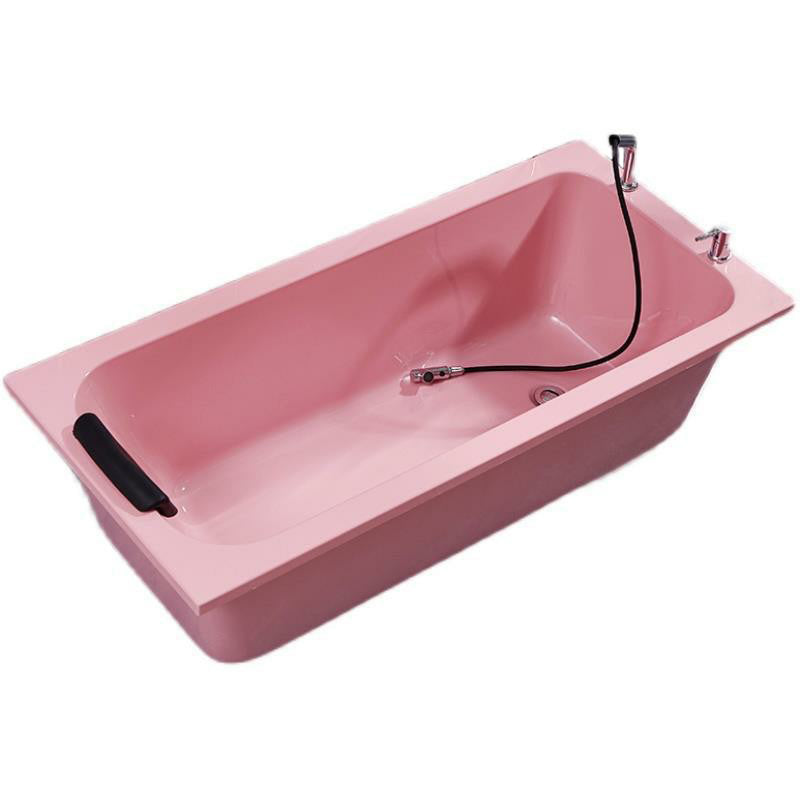 Modern Rectangular Freestanding Bath Acrylic Soaking Pop-up Drain Bathtub