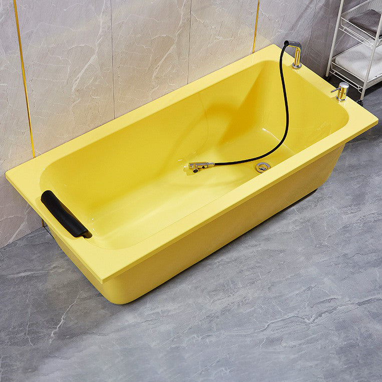 Modern Rectangular Freestanding Bath Acrylic Soaking Pop-up Drain Bathtub