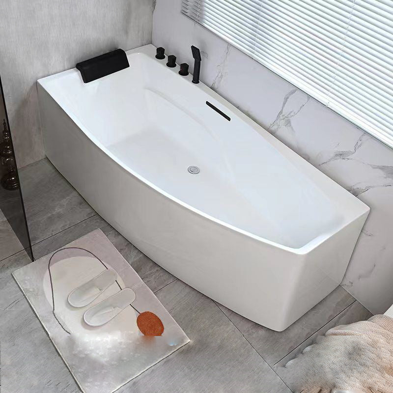 Corner Back to Wall Bath Modern White Soaking Acrylic Bathtub