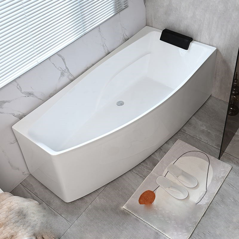 Corner Back to Wall Bath Modern White Soaking Acrylic Bathtub