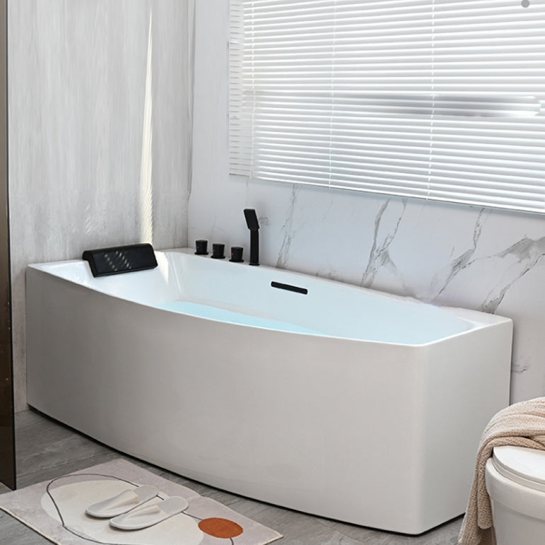 Corner Back to Wall Bath Modern White Soaking Acrylic Bathtub