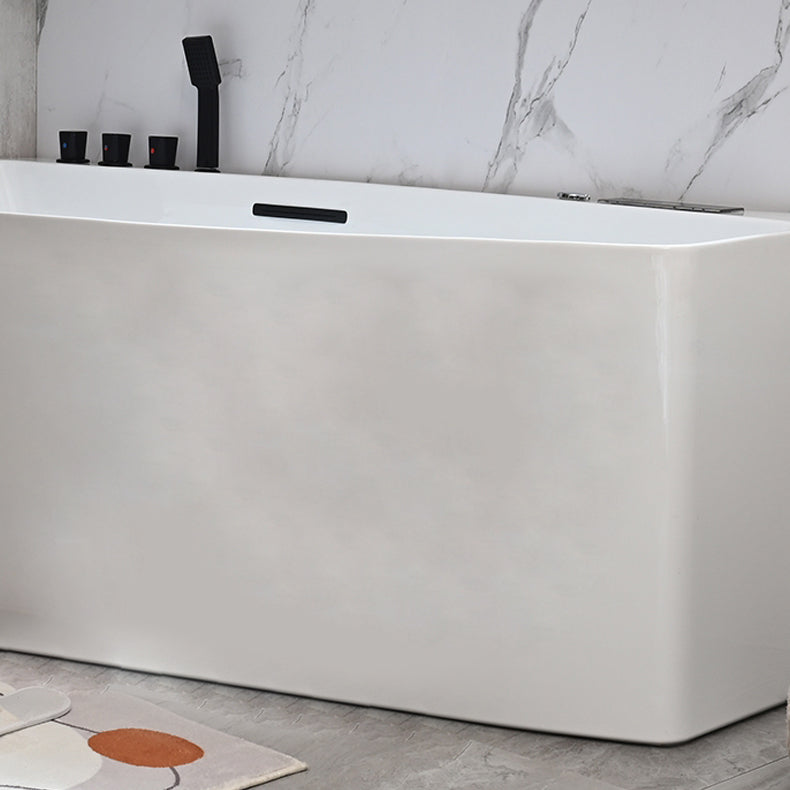 Corner Back to Wall Bath Modern White Soaking Acrylic Bathtub