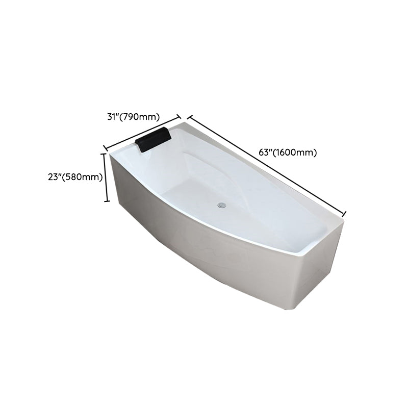 Corner Back to Wall Bath Modern White Soaking Acrylic Bathtub