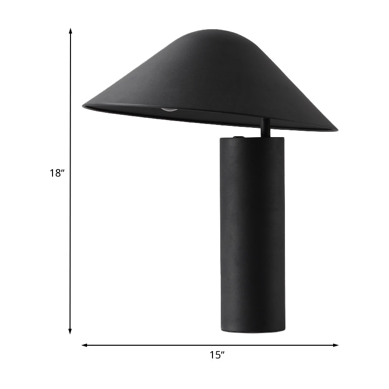 Lampada da tavolo a fungo Lampada da scrivania da comodino modernista in alluminio a LED in nero con base cilindrica in ferro
