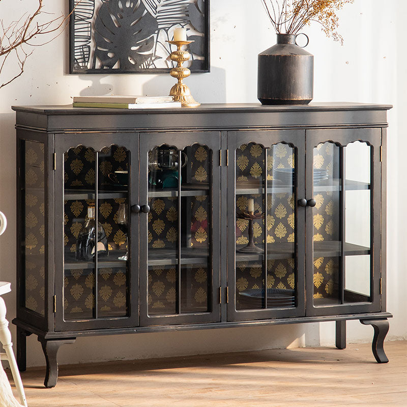 Modernism Wood Sideboard Table Black/White Server with Doors for Dining Room