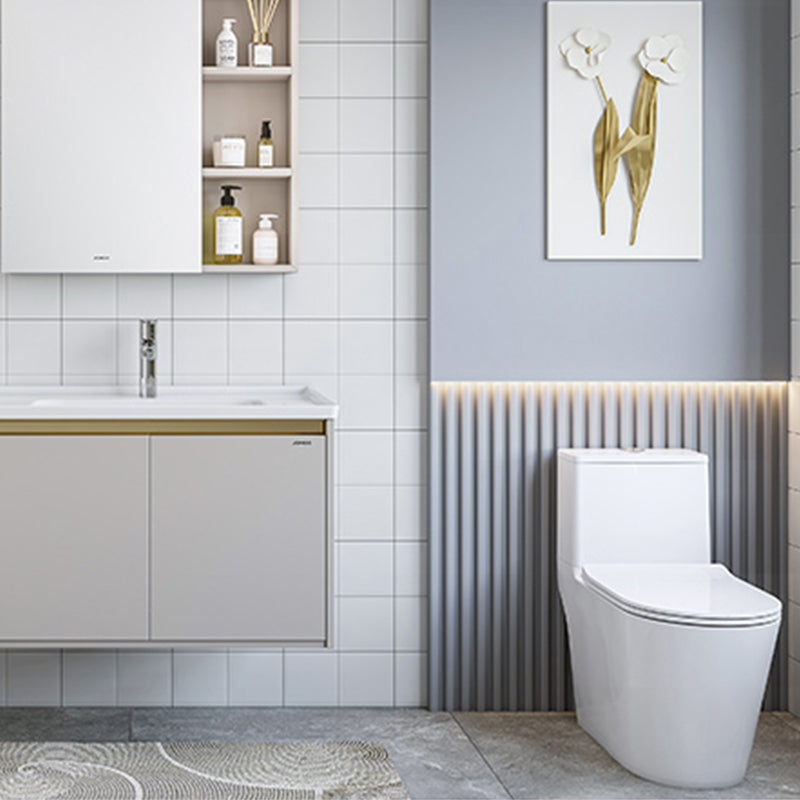 Traditional Floor Mount White Toilet Slow Close Seat Included Toilet Bowl for Bathroom