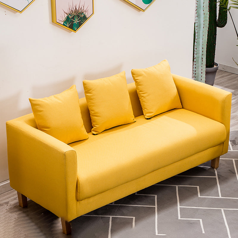 3-Seater Single Cushion Sofa Scandinavian Linen Sofa with 3 Pillows