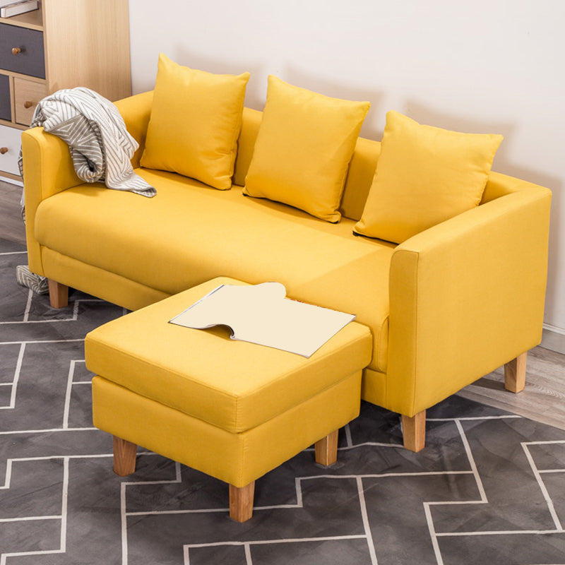 3-Seater Single Cushion Sofa Scandinavian Linen Sofa with 3 Pillows