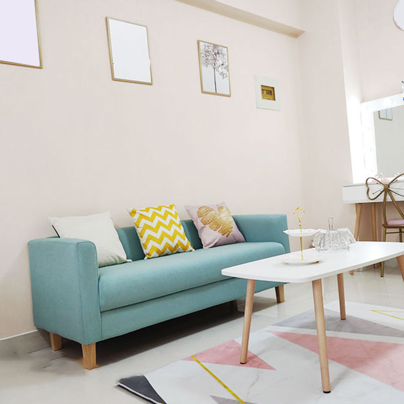 3-Seater Single Cushion Sofa Scandinavian Linen Sofa with 3 Pillows