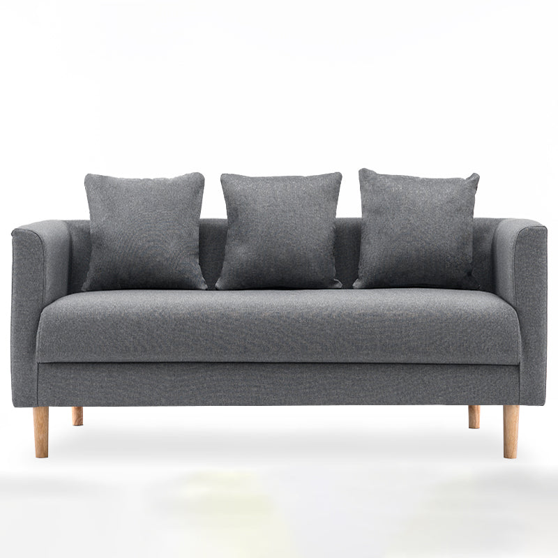 3-Seater Single Cushion Sofa Scandinavian Linen Sofa with 3 Pillows