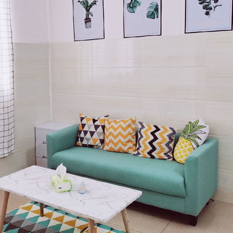 3-Seater Single Cushion Sofa Scandinavian Linen Sofa with 3 Pillows