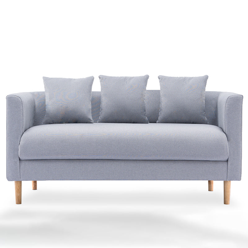 3-Seater Single Cushion Sofa Scandinavian Linen Sofa with 3 Pillows