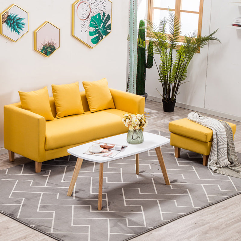 3-Seater Single Cushion Sofa Scandinavian Linen Sofa with 3 Pillows