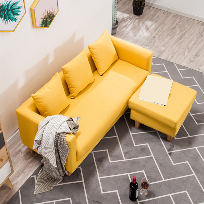 3-Seater Single Cushion Sofa Scandinavian Linen Sofa with 3 Pillows