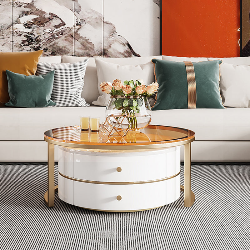 Glass Top Coffee Table Frame 2 Piece Nesting Tables with Storage