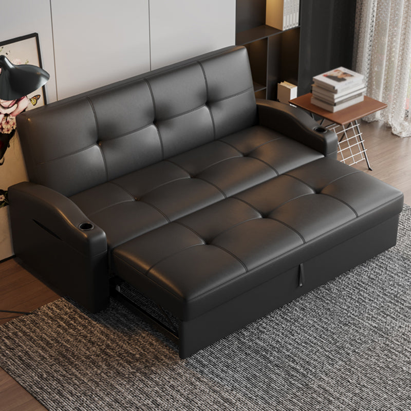 Scandinavian Convertible Sofas Black Tufted Back Sleeper Sofa