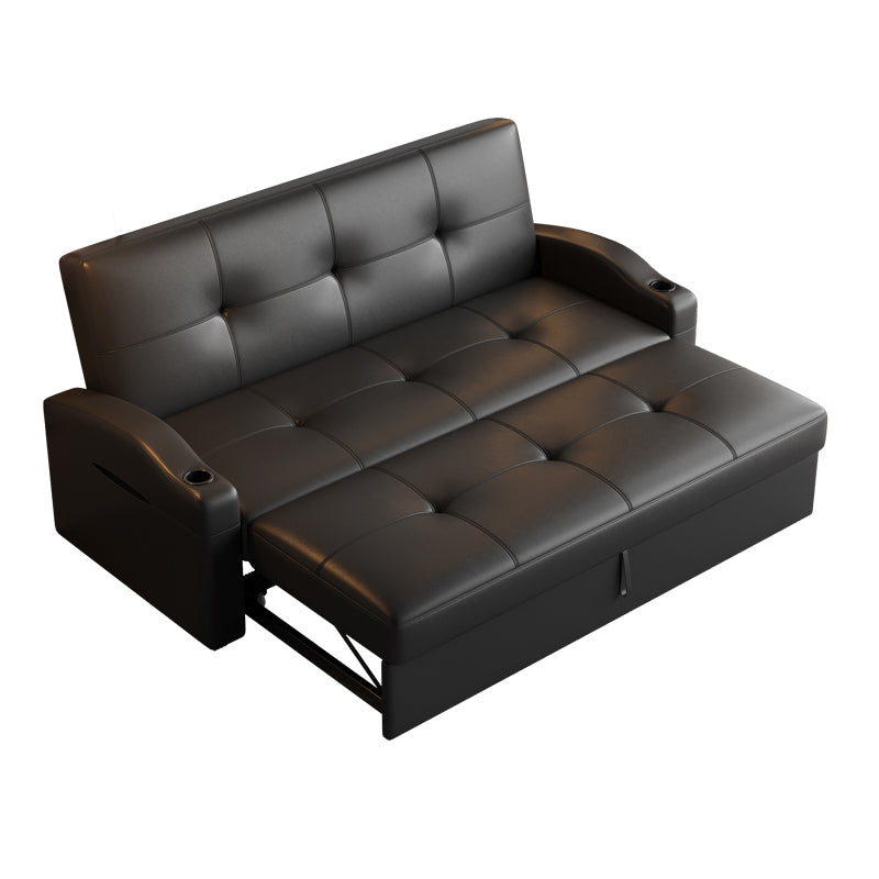 Scandinavian Convertible Sofas Black Tufted Back Sleeper Sofa
