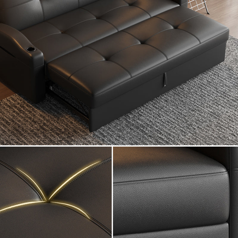 Scandinavian Convertible Sofas Black Tufted Back Sleeper Sofa