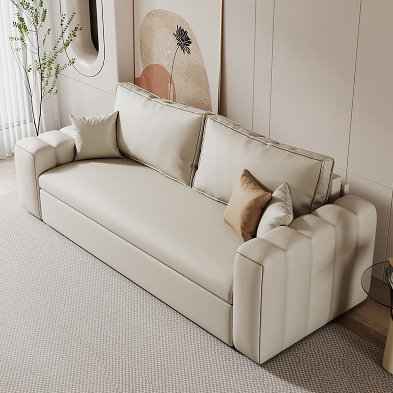 Scandinavian Folding Futon and Mattress Square Arms Futon Sleeper Sofa