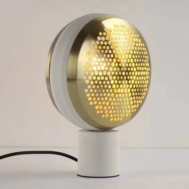 Mesa de tambor de metal Mesa de forma de luz contemporánea 1 lámpara de escritorio de luz en oro/oro rosa con enchufe en cable