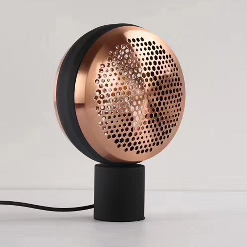 Mesa de tambor de metal Mesa de forma de luz contemporánea 1 lámpara de escritorio de luz en oro/oro rosa con enchufe en cable