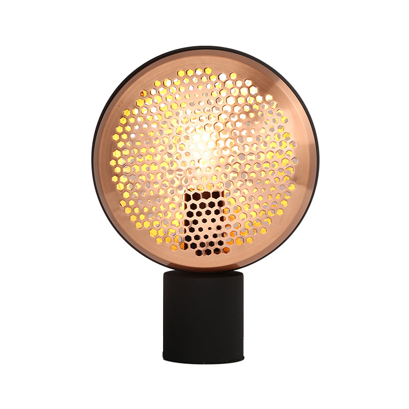 Mesa de tambor de metal Mesa de forma de luz contemporánea 1 lámpara de escritorio de luz en oro/oro rosa con enchufe en cable